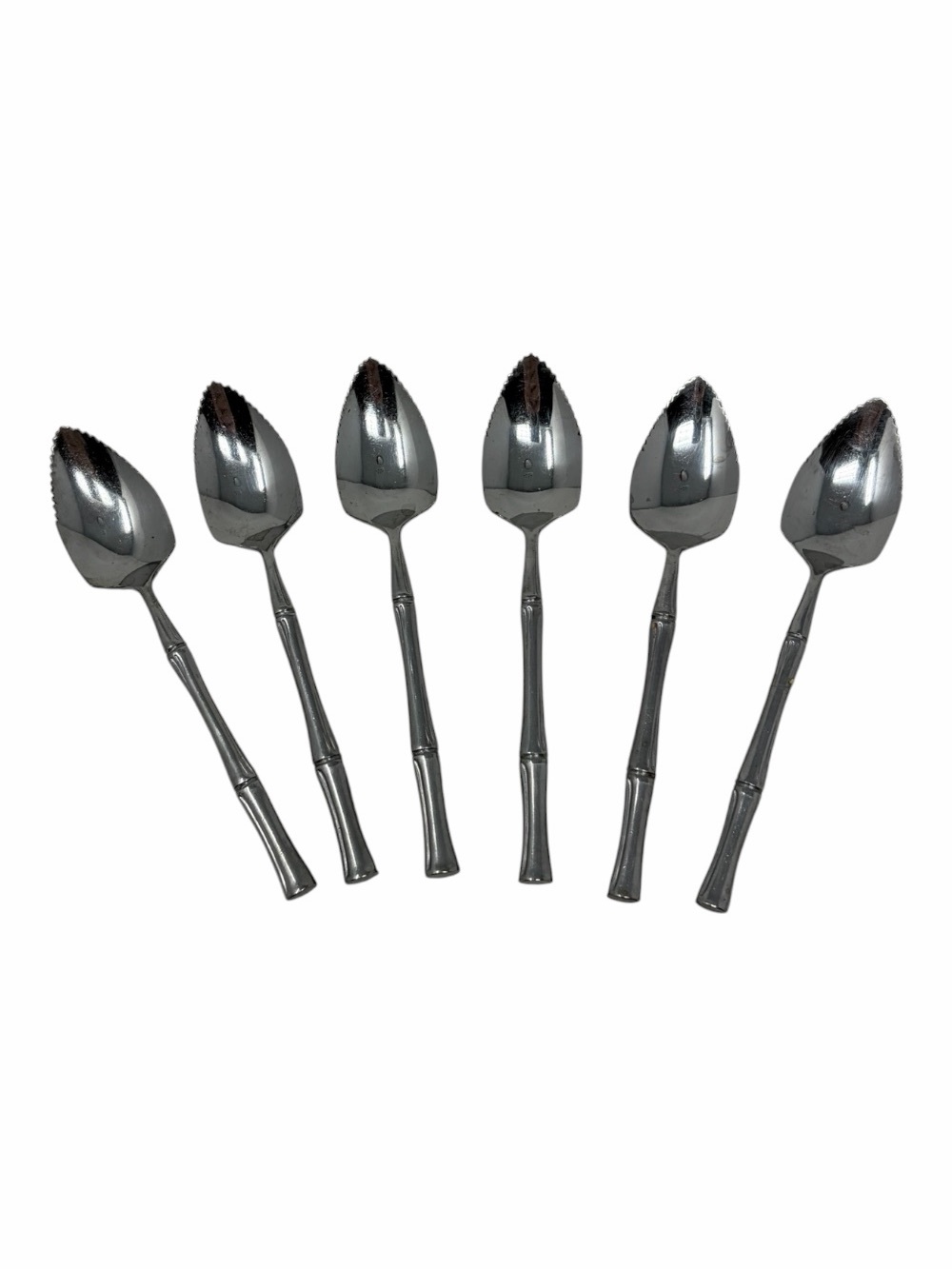 6 Supreme Cutlery Grapefruit Spoons Stainless Japan By Towle GUC Bamboo Vintage